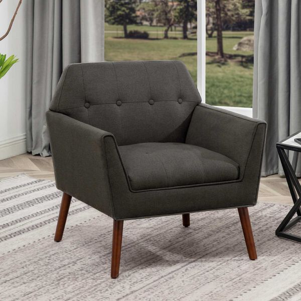 Take A Seat Dark Gray Fabric Espresso Andy Accent Chair, image 2
