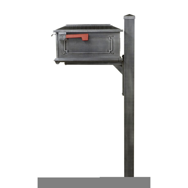 Kingston Curbside Swedish Silver Mailbox and Wellington Direct Burial Mailbox Post Smooth Square, image 4