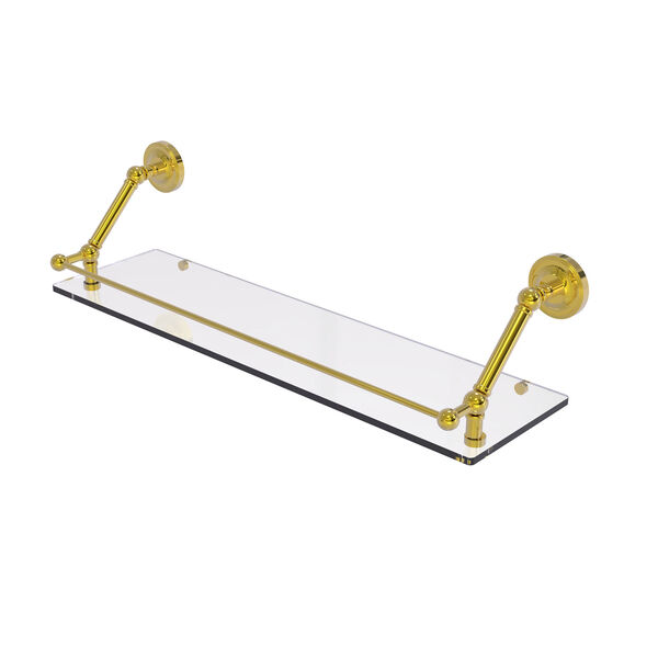 Prestige Regal Polished Brass 30-Inch Floating Glass Shelf with Gallery Rail, image 1