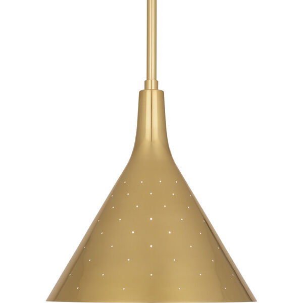 Pierce Modern Brass One-Light Pendant With Perforated Metal Shade, image 2