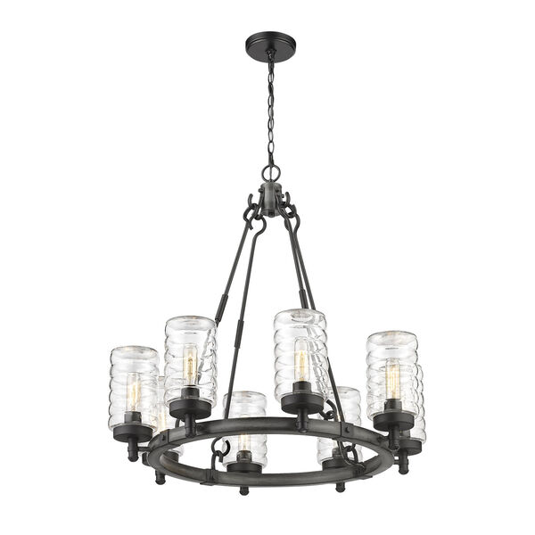 Tahoe Ashen Barnboard Eight-Light Outdoor Pendant with Clear Glass Shade, image 5
