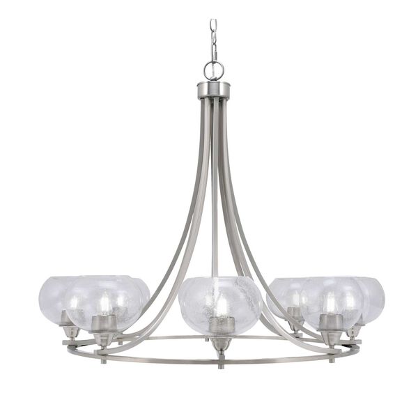 Paramount Brushed Nickel 36-Inch Eight-Light Chandelier with Clear Bubble Glass, image 1