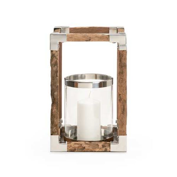Natural and Polished Nickel Modern Rustic Hurricane, image 3
