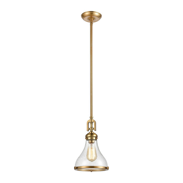 Rutherford Satin Brass One-Light Mini Pendant, image 1
