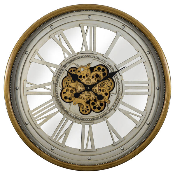 Gold and Silver 32-Inch Gear Clock, image 1