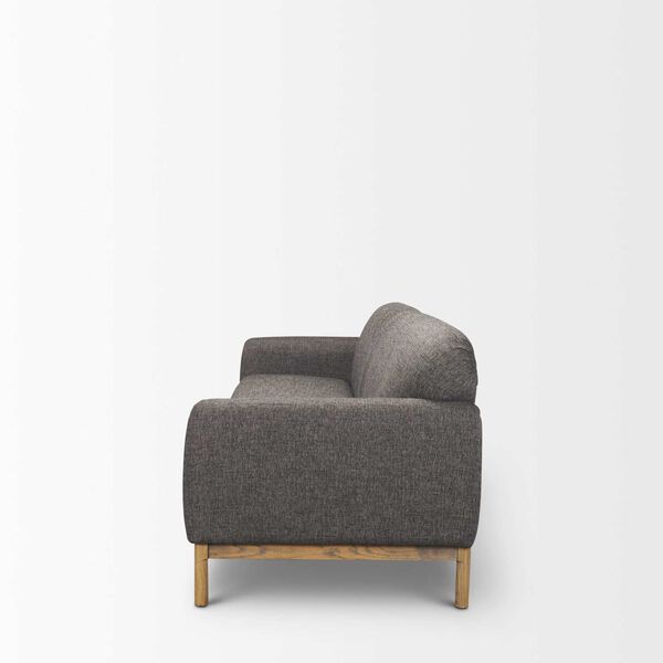 Hale Medium Brown Wood and Gray Fabric Sofa, image 3