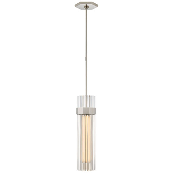 Fascio Medium Pendant in Polished Nickel with Crystal by Lauren Rottet, image 1