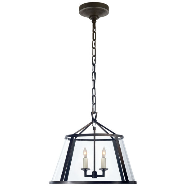 Darlana 16-Inch Pendant in Aged Iron with Clear Glass by Chapman and Myers, image 1