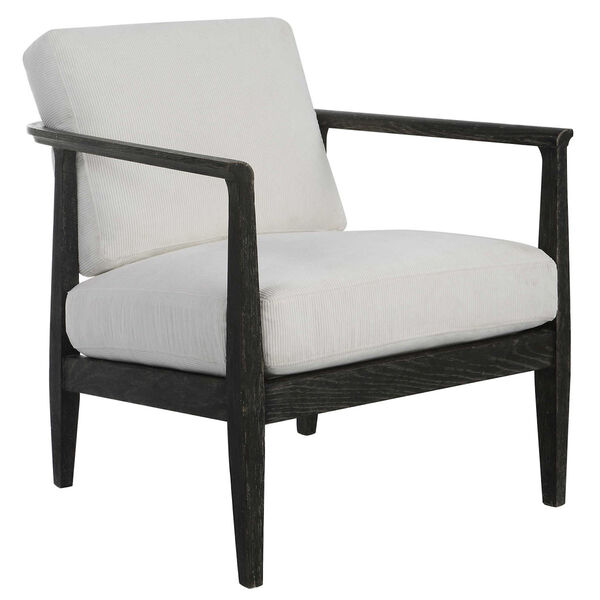 Brunei White and Solid Oak Accent Chair, image 2