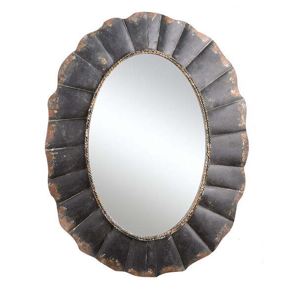 Black Oval Metal Framed Mirror, image 1