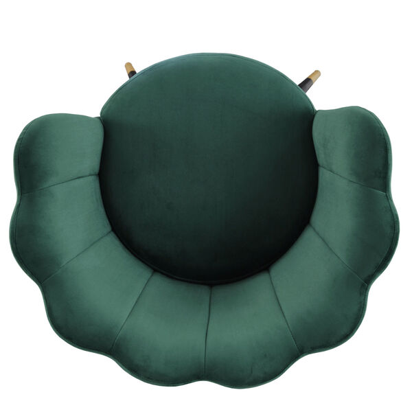Stella Green Velvet Seashell Armless Chair with Black and Gold Leg, image 6
