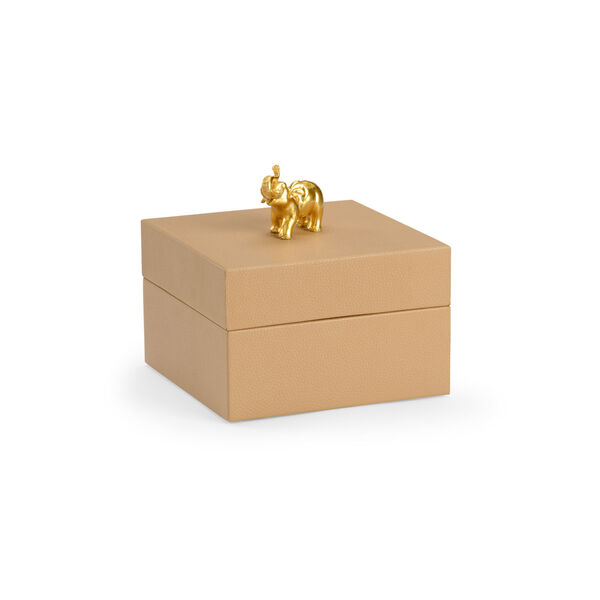 Pam Cain  Tan and Metallic Gold Elephant Handle Box, image 1