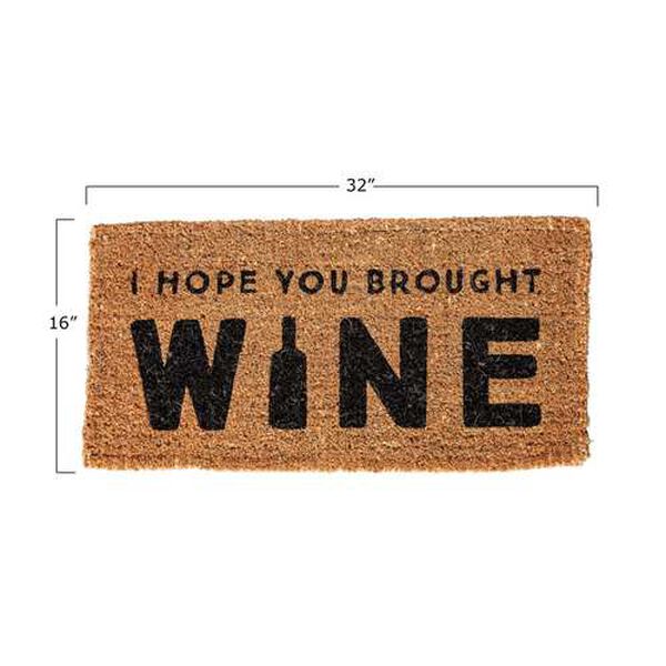 Brown I Hope You Brought Wine Rectangle Coir Doormat, image 4