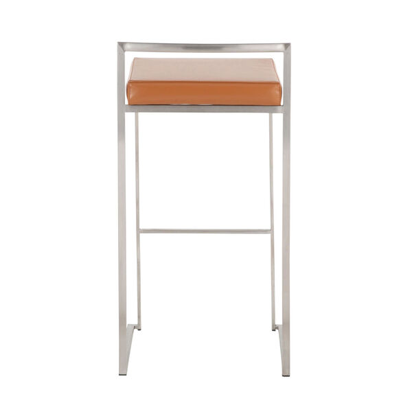 Fuji Stainless Steel and Camel Stacker Bar Stool, Set of 2, image 4