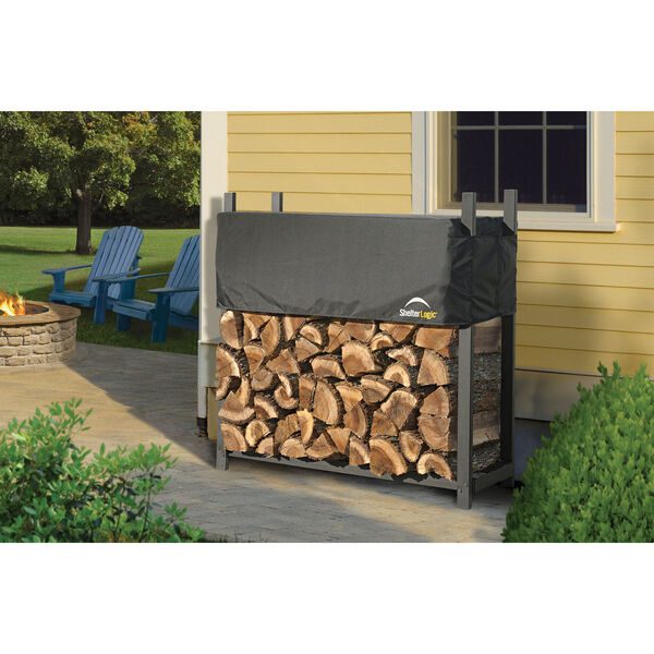Black 4 Ft. Ultra Duty Firewood Rack with Cover, image 3