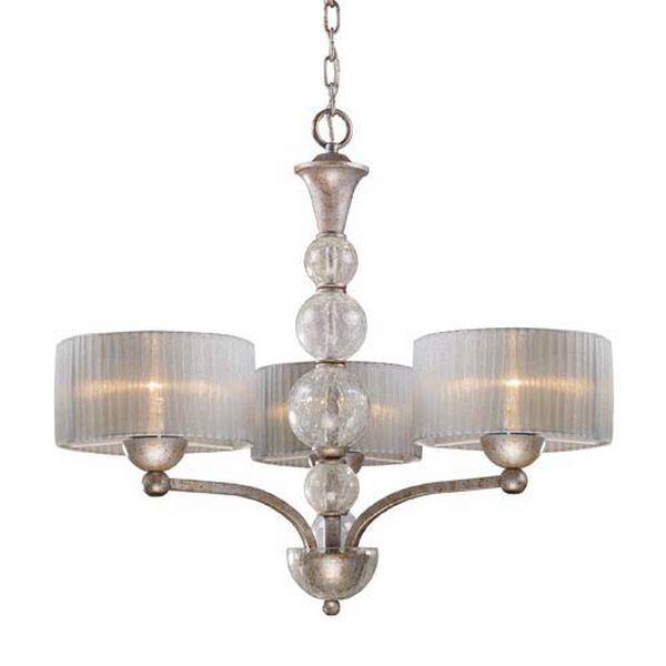 Alexis Antique Silver Three-Light Chandelier, image 1