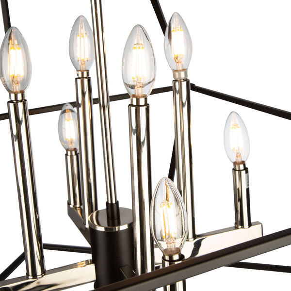 Roxton Matte Black and Polished Nickel Eight-Light Chandelier, image 5