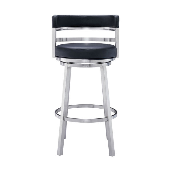 Madrid Black and Stainless Steel 30-Inch Bar Stool, image 2