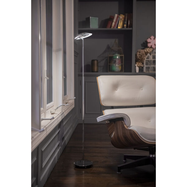 Royyo Chrome and White Oak LED Floor Lamp, image 4