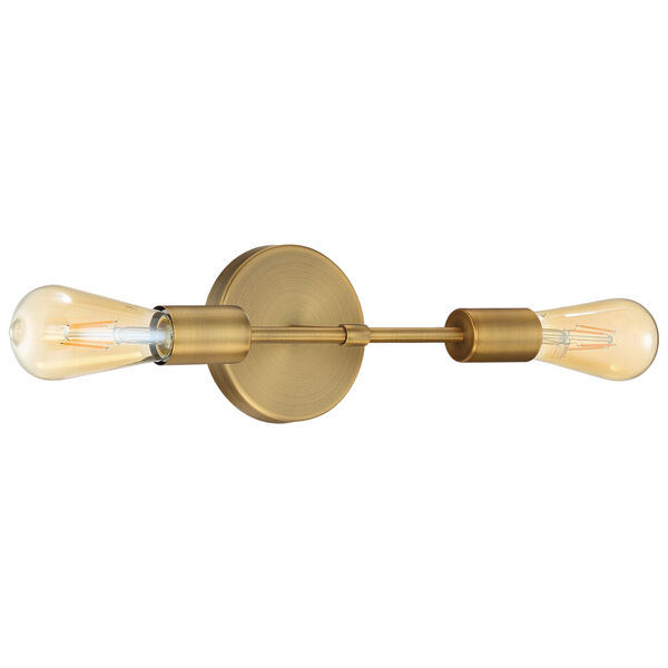 Iconic Antique Brushed Brass Two-Light Wall Sconce, image 7