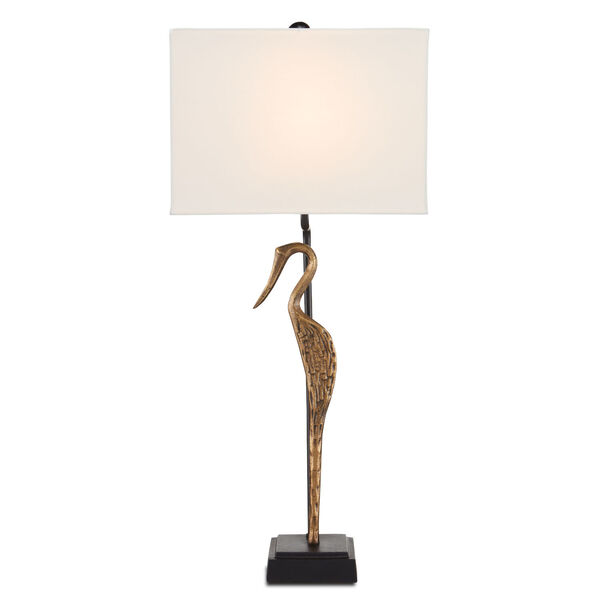 Antigone Antique Brass and White One-Light Table Lamp, image 1