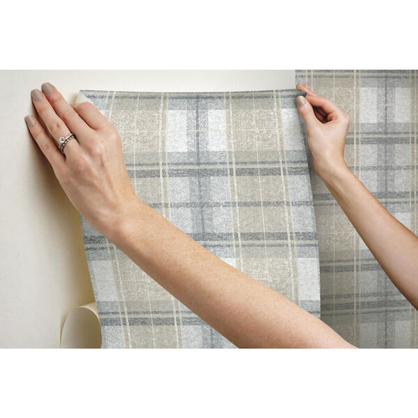 Tweed Plaid Gray Peel And Stick Wallpaper, image 5