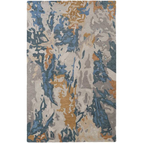 Everley Gray Blue Gold Area Rug, image 1