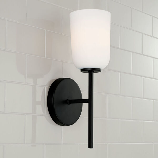 Lawson Matte Black One-Light Sconce with Soft White Glass, image 3