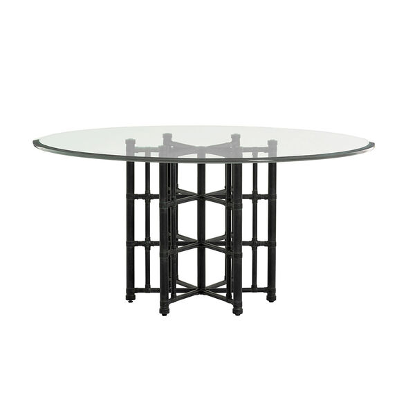 Twin Palms Black Stellaris Dining Table with 60 In. Glass Top, image 1