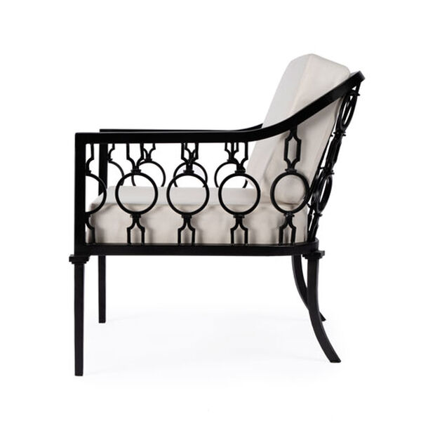Southport Beige and Black Iron Upholstered Outdoor Lounge Chair, image 5