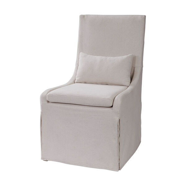 Coley White Linen Armless Chair, image 2