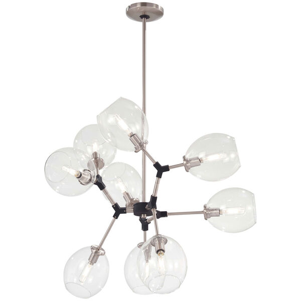 Nexpo Brushed Nickel with Black Accents Nine-Light Chandelier, image 1
