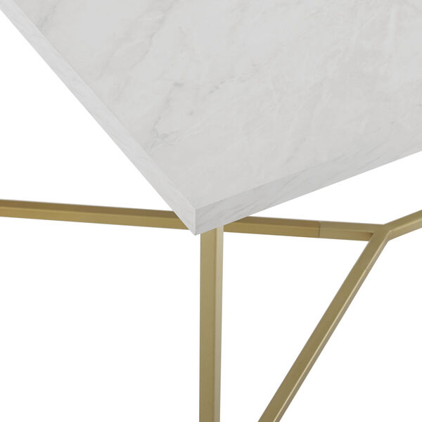 White Faux Marble and Gold Coffee Table, image 4