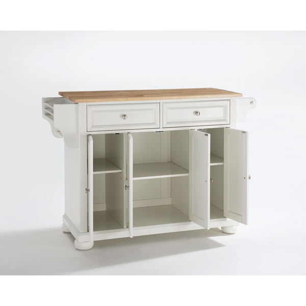 Alexandria Natural Wood Top Kitchen Island in White Finish, image 3