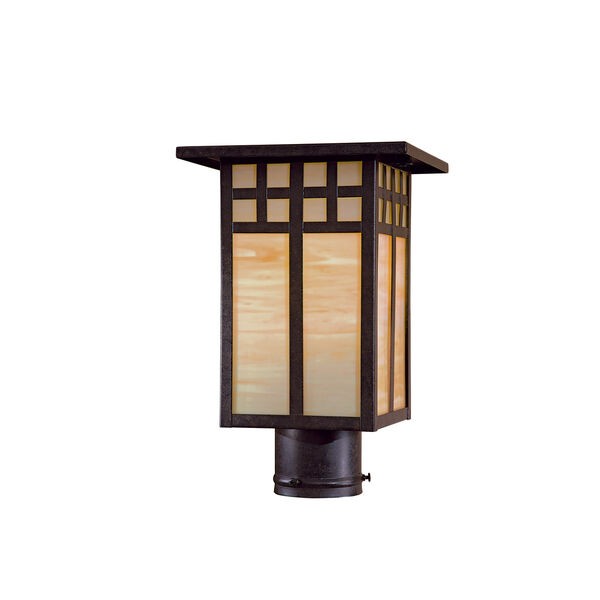 Transitional Textured French Bronze One-Light Outdoor Post, image 1