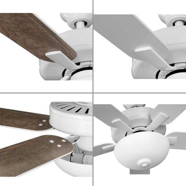 AirPro Builder White Two-Light LED 52-Inch Ceiling Fan with Frosted Glass Light Kit, image 5