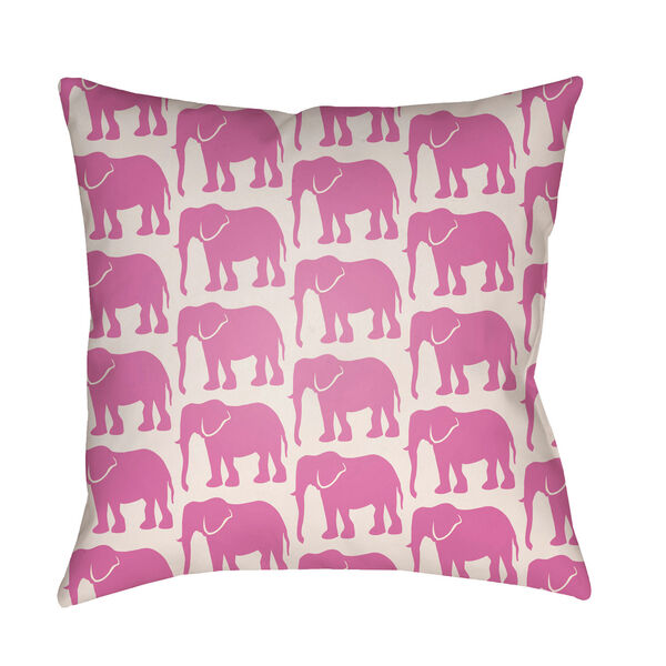 Lolita Elephant Fuchsia and Ivory 18 x 18 In. Pillow with Poly Fill, image 1