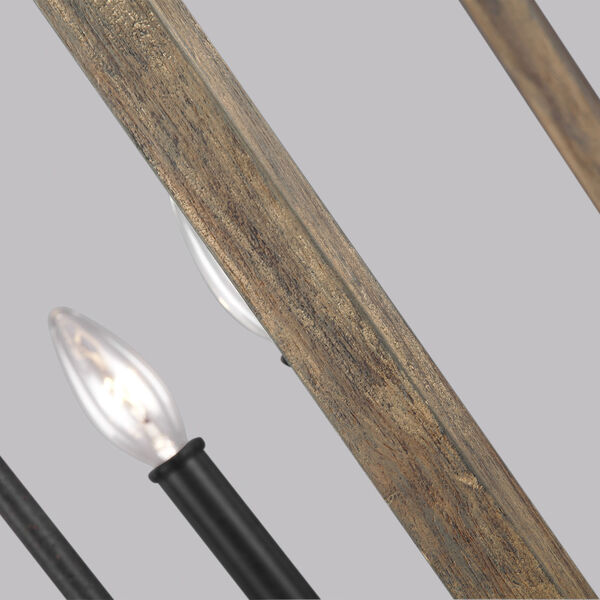 Barnfield Iron and Oak Wood 18-Inch Four-Light Lantern Pendant, image 5