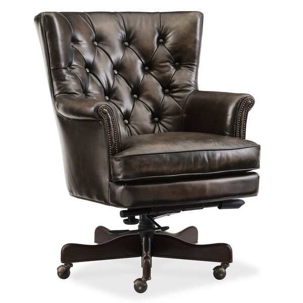 Theodore Brown Leather Home Office Chair, image 1