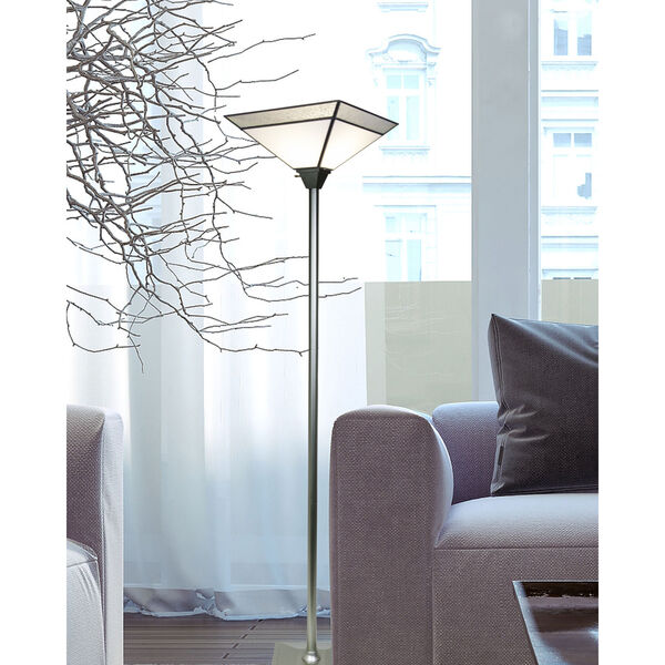 Silver Concord Fused Glass One-Light Torchiere Floor Lamp, image 2
