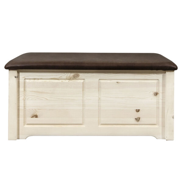 Homestead Clear Lacquer Blanket Chest with Saddle Upholstery, image 2