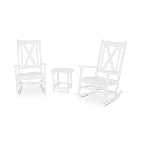 Braxton White Porch Rocking Chair Set, 3-Piece, image 1