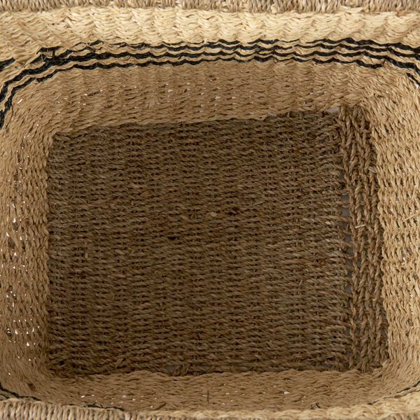 Emma Light Brown Seagrass Rectangular Basket with Black Stripes, Set of 2, image 6