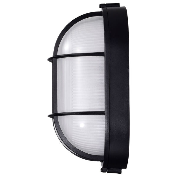 Black LED Oval Bulk Head Outdoor Wall Mount with White Glass, image 5
