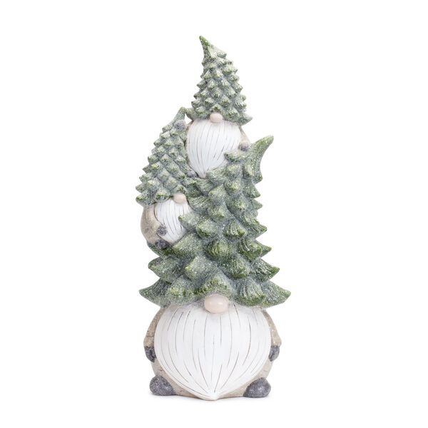 Green Triple Gnome Stack Holiday Figurine, image 1