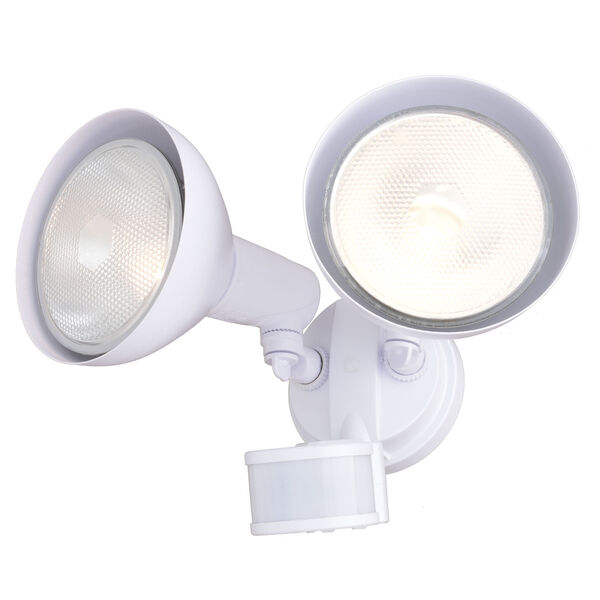 White 12-Inch Two-Light Motion Sensor Outdoor Security Flood Light, image 1
