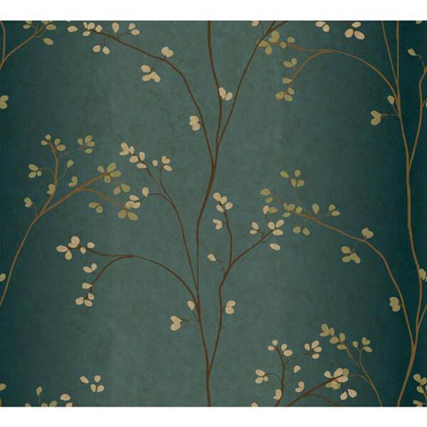 Inspired by Color Teal, Bronze Metallic and Powder Green Wallpaper: Sample Swatch Only, image 1