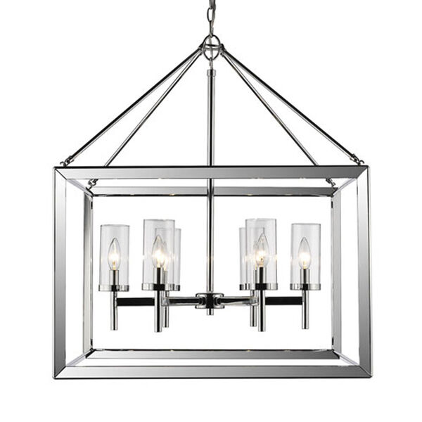 Linden Chrome Six-Light Chandelier with Clear Glass, image 1