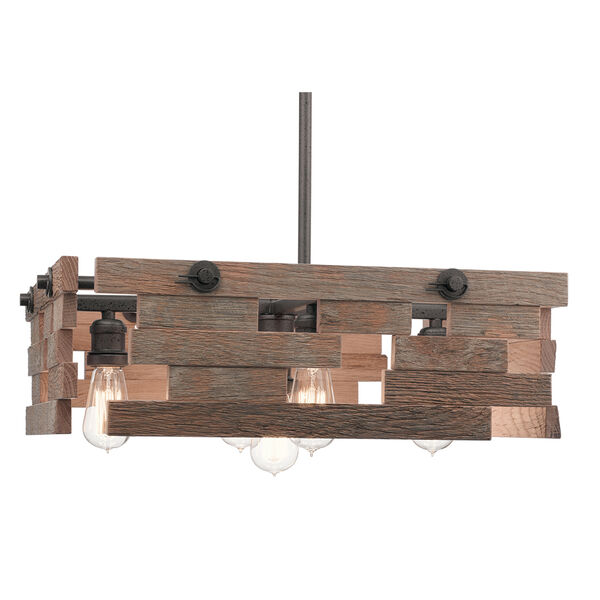 Cuyahoga Mill Anvil Iron 24-Inch Five-Light Square Reclaimed Wood Pendant, image 3