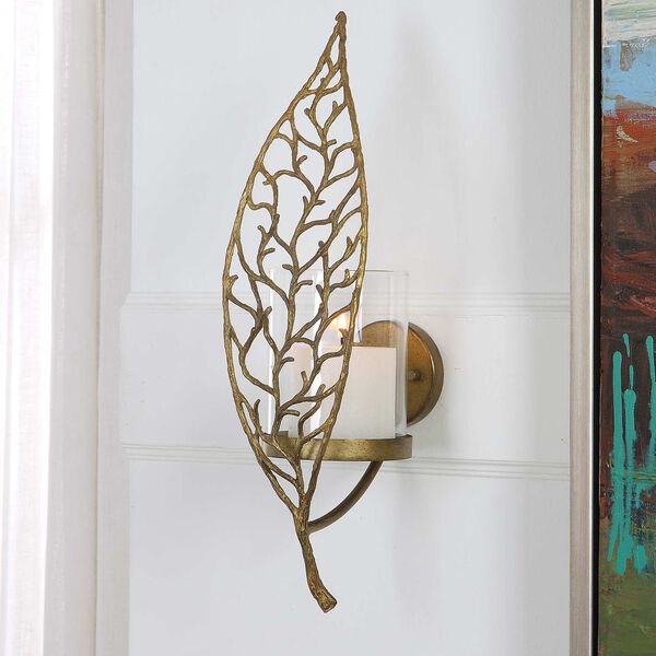 Woodland Treasure Aged Gold Candle Wall Sconce, image 3
